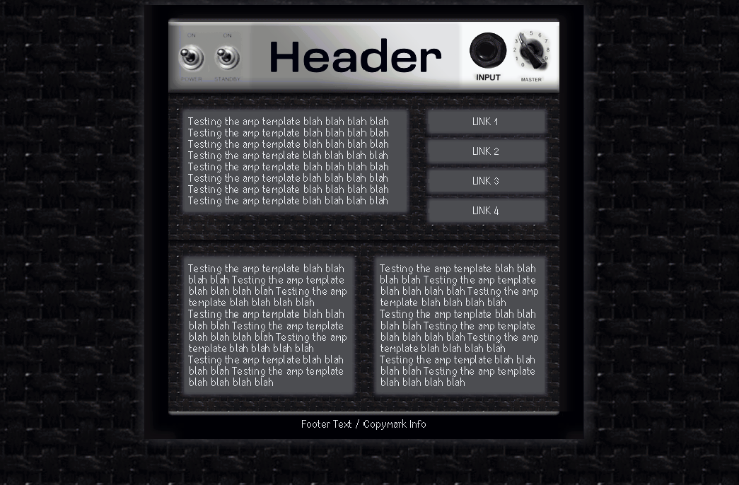 A page designed with a guitar amp in mind