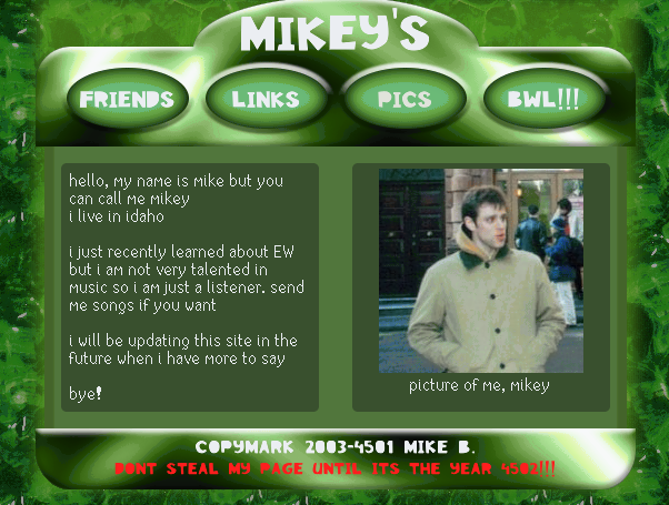 A page test of the green slime template.