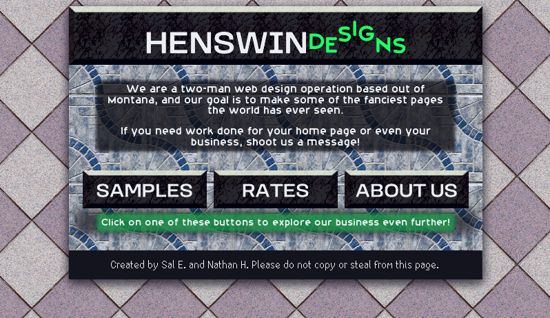 A page template using tile patterns for elements.