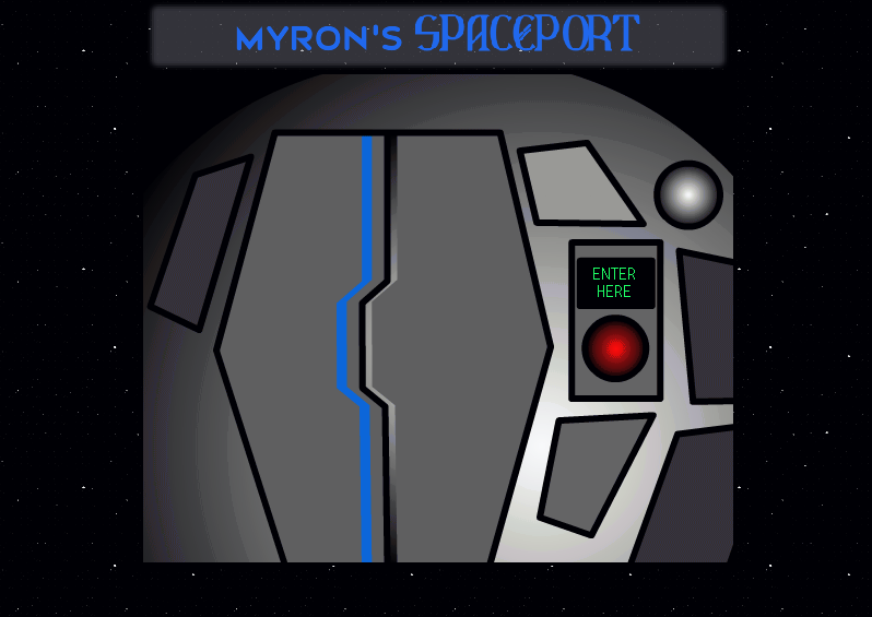 A spaceship door with a button to open it.