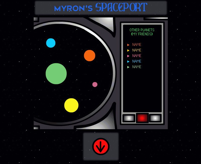 A window showing planets belonging to the creator's friends