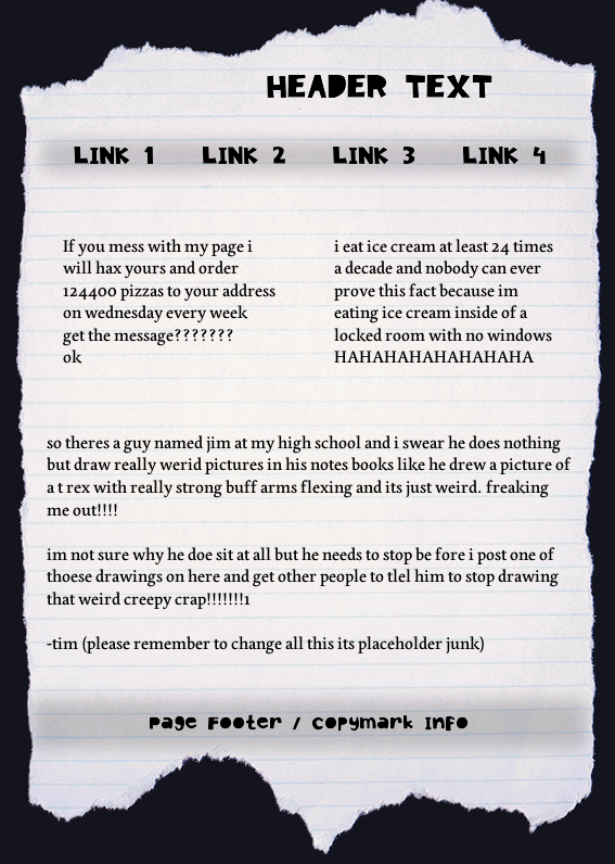 A very simple page template featuring wood grain and a paper theme.